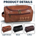Gift For Husband, Gift For Yourself, Gift For Men, Gift For Grandpa, Gift For Father, Summer, Happy - Stick Figure Best Dad Ever - Personalized Leather Toiletry Bag