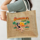 Beach, Summer, Gift For Yourself, Happy - Summer Time Just A Girl Who Loves Beach - Personalized Jute Beach Bag