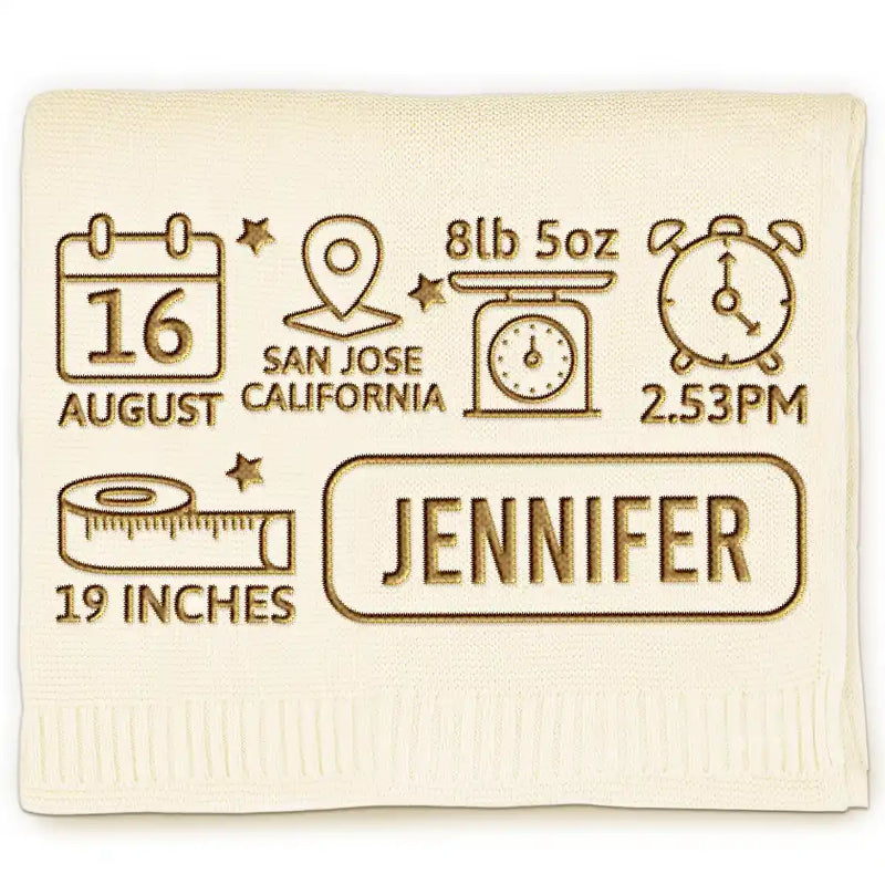 New baby,New Dad,New Mom,Happy - Newborn Baby First Year New Parents - Personalized Embroidered Knitted Baby Blanket