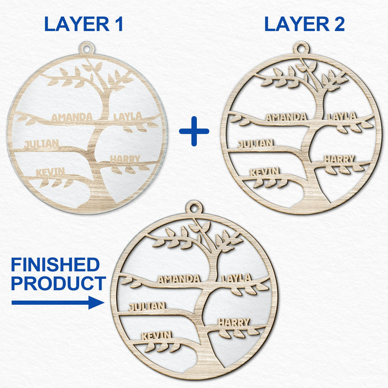 Christmas Family Tree - Personalized 2-Layered Mix Ornament