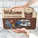 Gift For Couples, Gift For Husband, Gift For Wife, Gift For Boyfriend, Gift For Girlfriend, Camping, Campsite - Camping Couple Welcome To Our Adventure - Personalized Custom Shaped Wood Sign