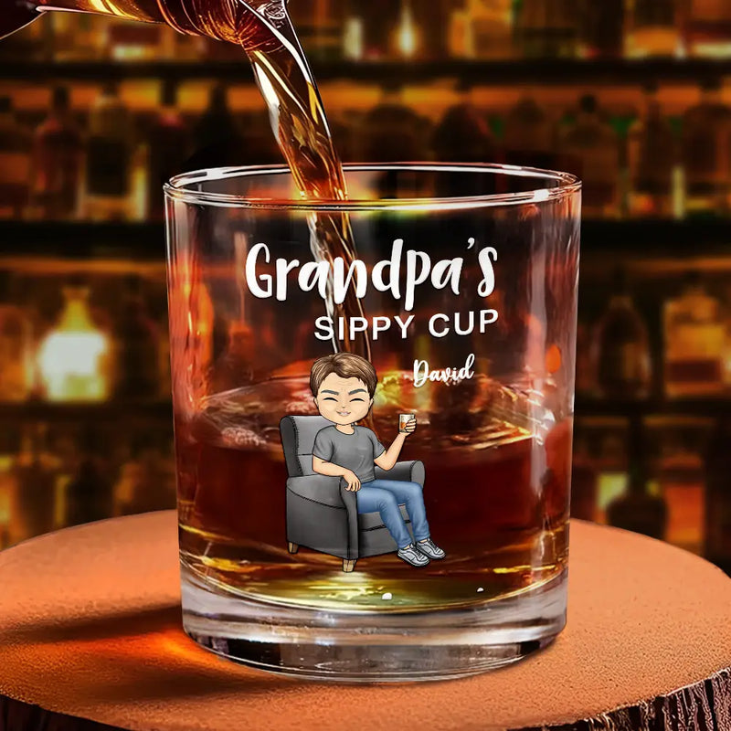 Gift For Couples,Gift For Grandparents,Old Couples,Gift For Husband,Gift For Wife - Grandma's & Grandpa's Sippy Cup - Personalized Wine And Whiskey Glass Set