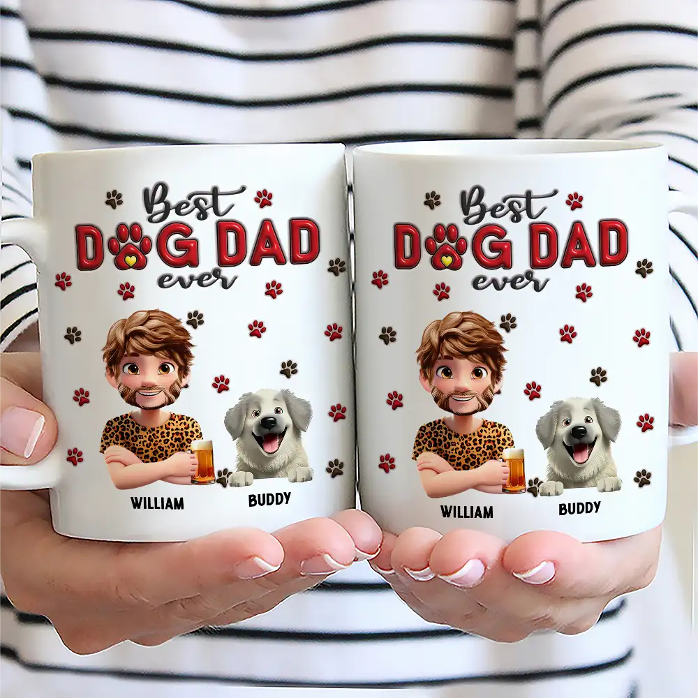 Dog Lovers,Dog Mom,Dog Dad,Pet Lovers - Best Dog Mom Dog Dad 3D - Personalized Mug