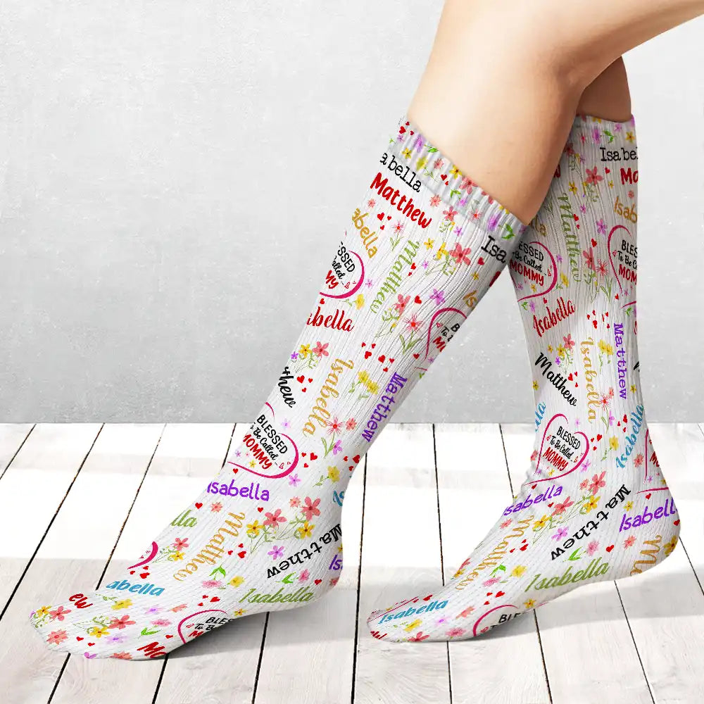 Gift For Grandma, Gift For Mother - Blessed To Be Called Grandma Nana - Personalized Socks