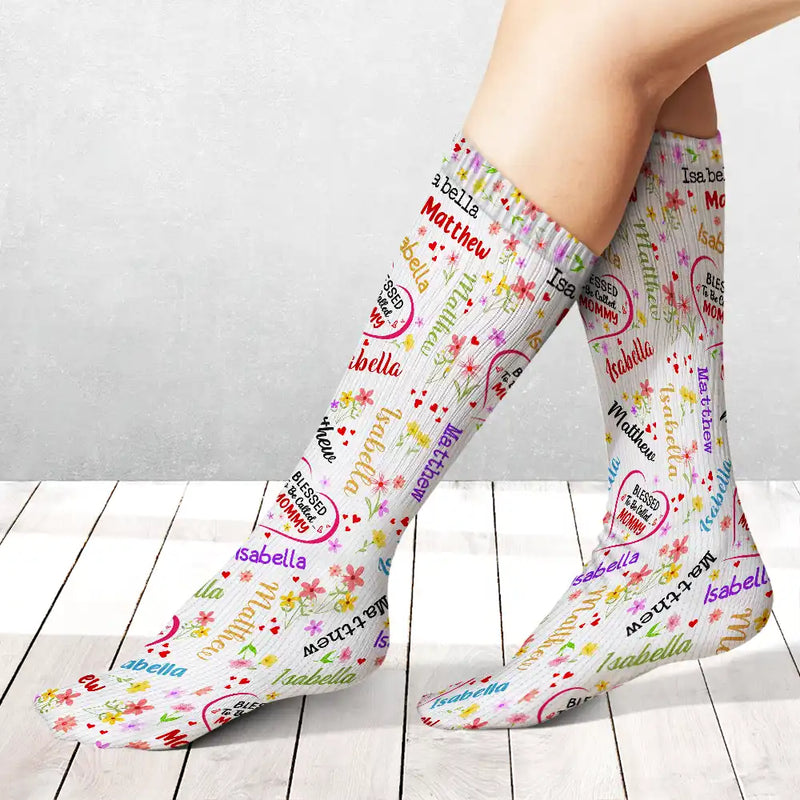 Gift For Grandma, Gift For Mother - Blessed To Be Called Grandma Nana - Personalized Socks
