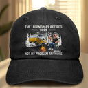 Retirement, Camping, Gift For Yourself, Happy - The Legend Has Retired Camping - Personalized Vintage Washed Denim Cap