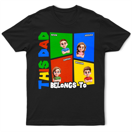 This Dad Papa Belongs To Basic Color Arcade Theme - Personalized T Shirt