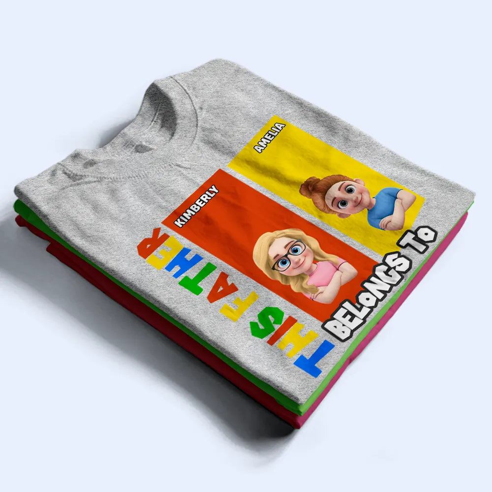 Gift For Father,Gift For Grandpa,Non-Eng,Vector,Humorous - This Dad Papa Belongs To Basic Color Arcade Theme - Personalized T Shirt