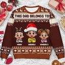 Gift For Grandpa,Funny,Christmas - This Grandpa Belongs To Grandkids Pixel Art - Personalized Unisex Ugly Sweater