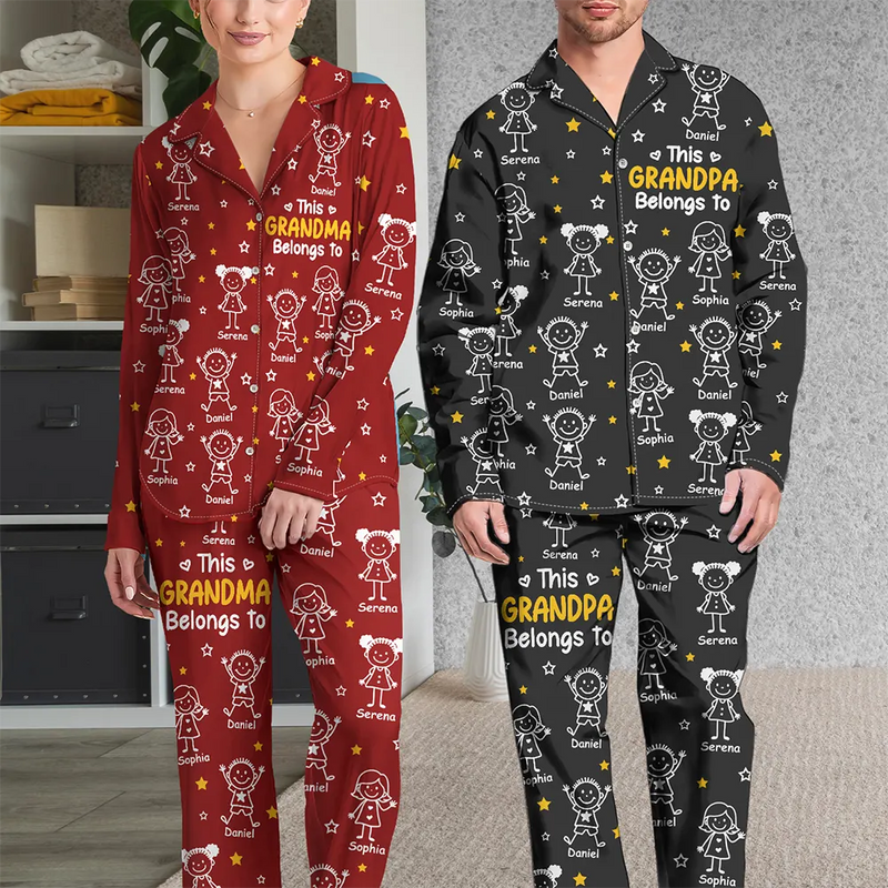 Gift For Grandparents, Gift For Grandpa, Gift For Grandma, Gift For Mother, Gift For Father, Happy, Christmas - This Grandpa Grandma Belongs To Kids Pet - Personalized Long Pajamas Set