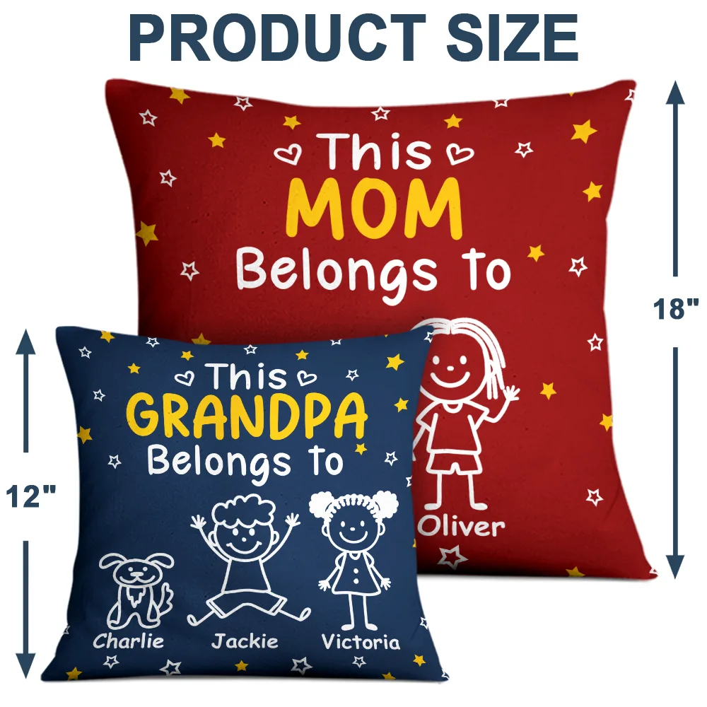 Gift For Grandparents,Gift For Grandpa,Gift For Grandma,Gift For Mother,Gift For Father,Happy,Christmas - This Grandpa Grandma Belongs To Kids Pet - Personalized Pillow