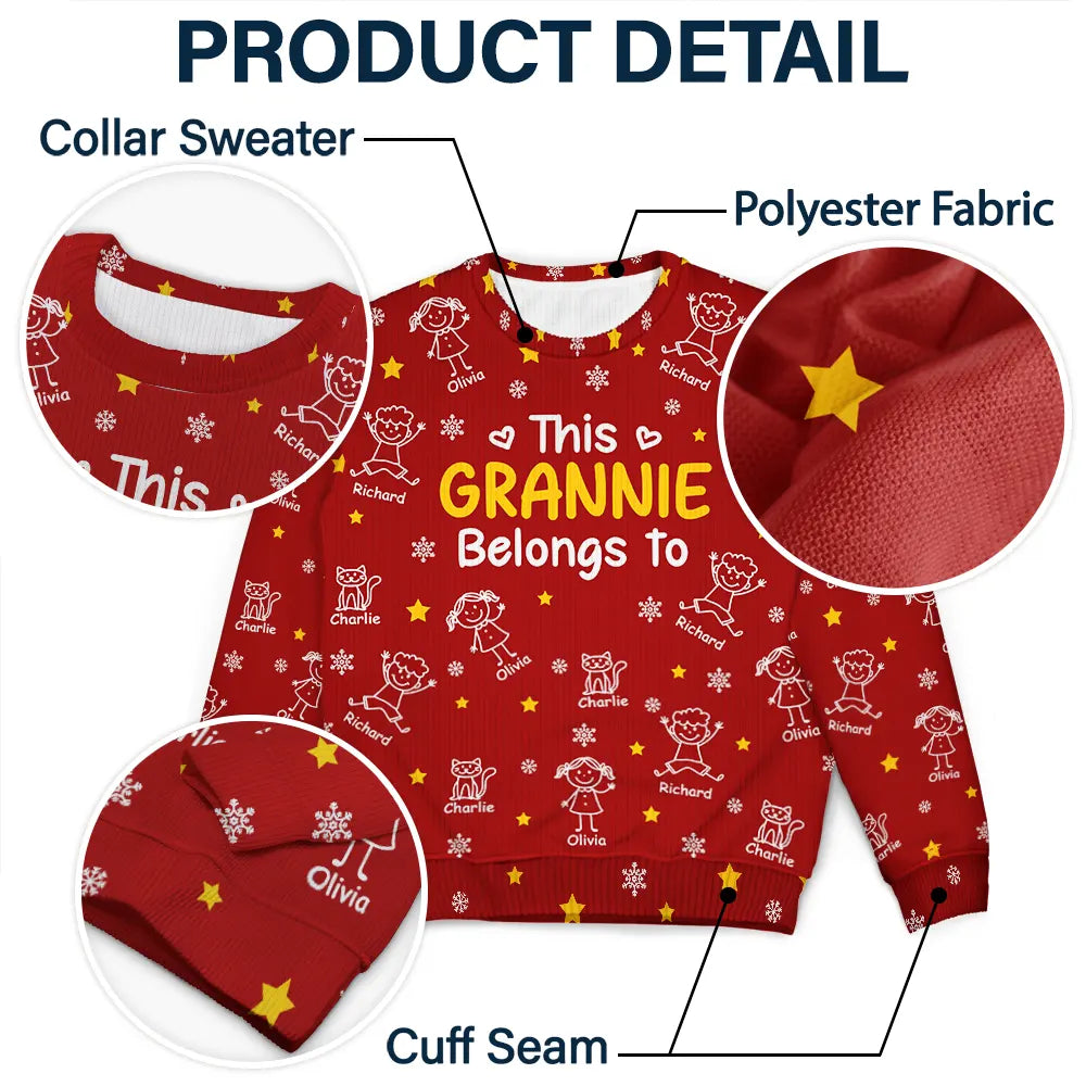 Gift For Grandpa,Gift For Grandma,Gift For Father,Gift For Mother - This Grandpa Grandma Belongs To Kids Pet - Personalized Unisex Ugly Sweater