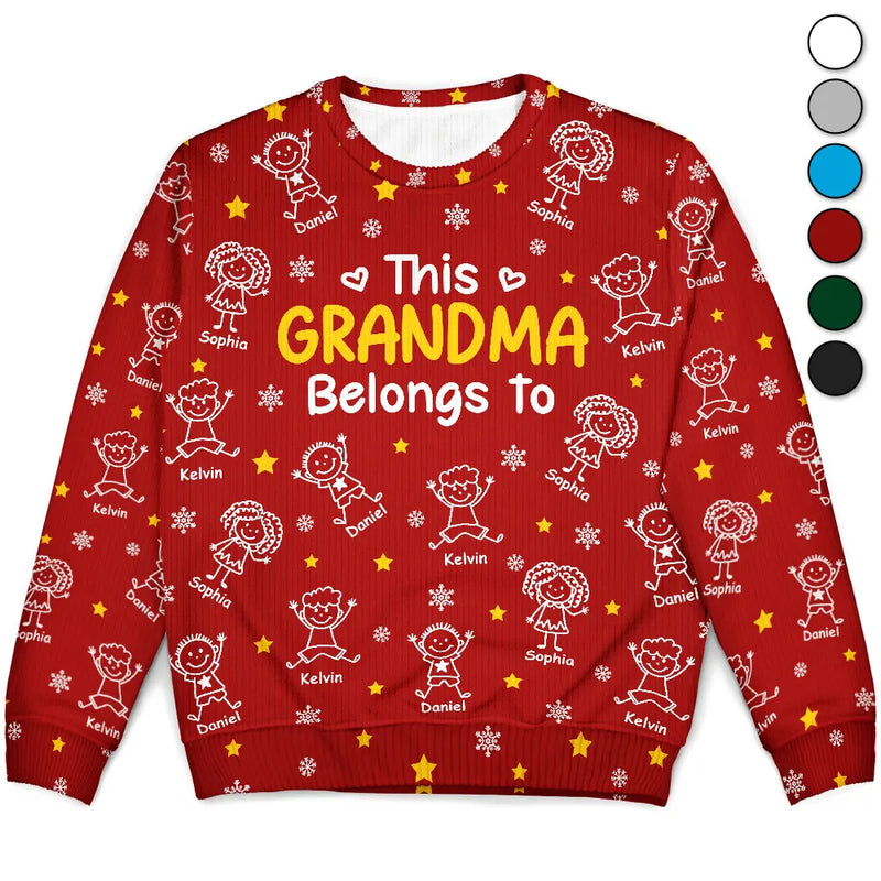 Gift For Grandpa,Gift For Grandma,Gift For Father,Gift For Mother - This Grandpa Grandma Belongs To Kids Pet - Personalized Unisex Ugly Sweater