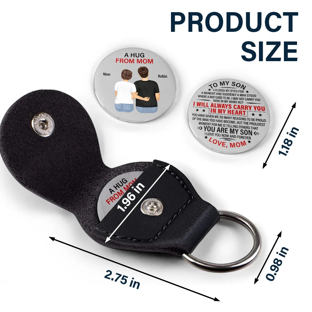 Mom, Daughters,Sons,Gift For Women,Gift For Men,Love - To My Son Daughter I Love You Now And Forever - Personalized Leather Pocket Hug