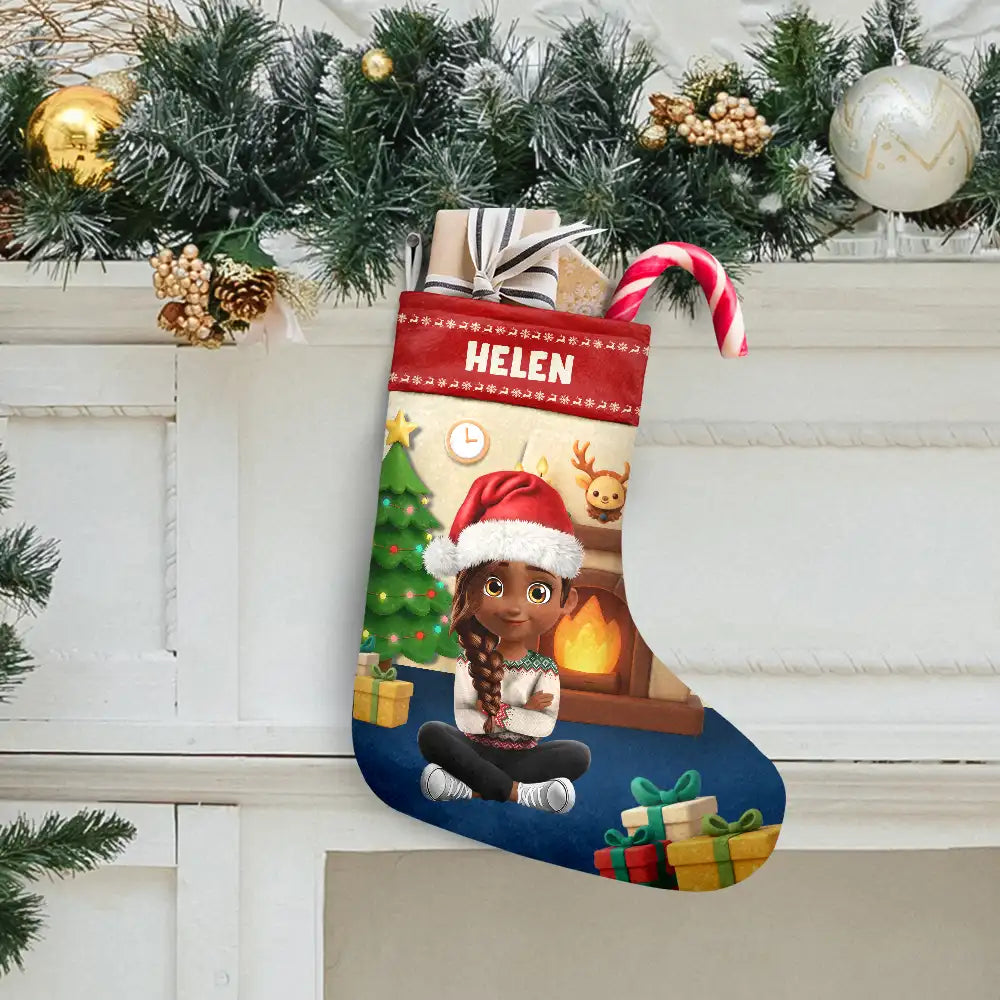 Christmas,Family,Gift For Kids,Parents - Together For Christmas 3D Effect Family Sitting - Personalized Christmas Stocking