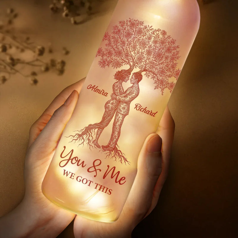 Old Couples,Gift For Husband,Gift For Wife,Gift For Boyfriend,Gift For Girlfriend,Love - Toile De Jouy Couple You And Me We Got This - Personalized Bottle Light