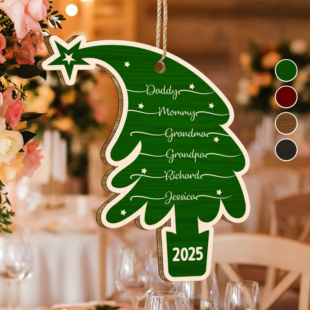 Tree With Family Names - Personalized Custom Shaped Wooden Ornament