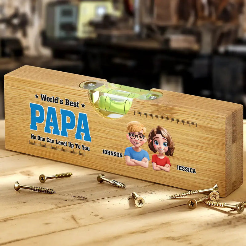 Gift For Father,Gift For Grandpa,Gift For Uncle,Funny - World Best Dad No One Level Up To You - Personalized Bottle Opener Wood Level