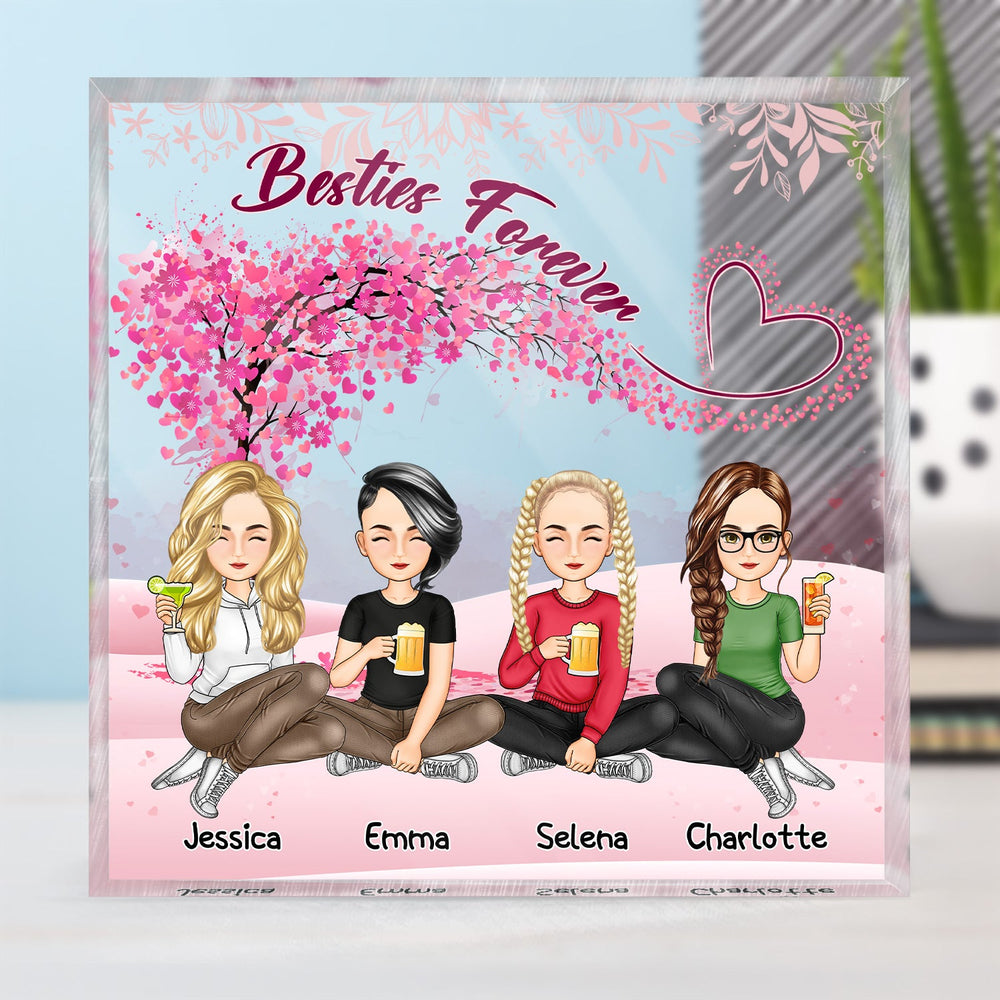 Besties Sisters Forever - Gift For Colleagues, Brothers, Siblings, Best Friends - Personalized Square Shaped Acrylic Plaque