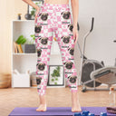 Custom Photo Pet Face Flower Checkered Pattern - Birthday, Funny Gift For Dog Mom, Cat Lover - Personalized Leggings