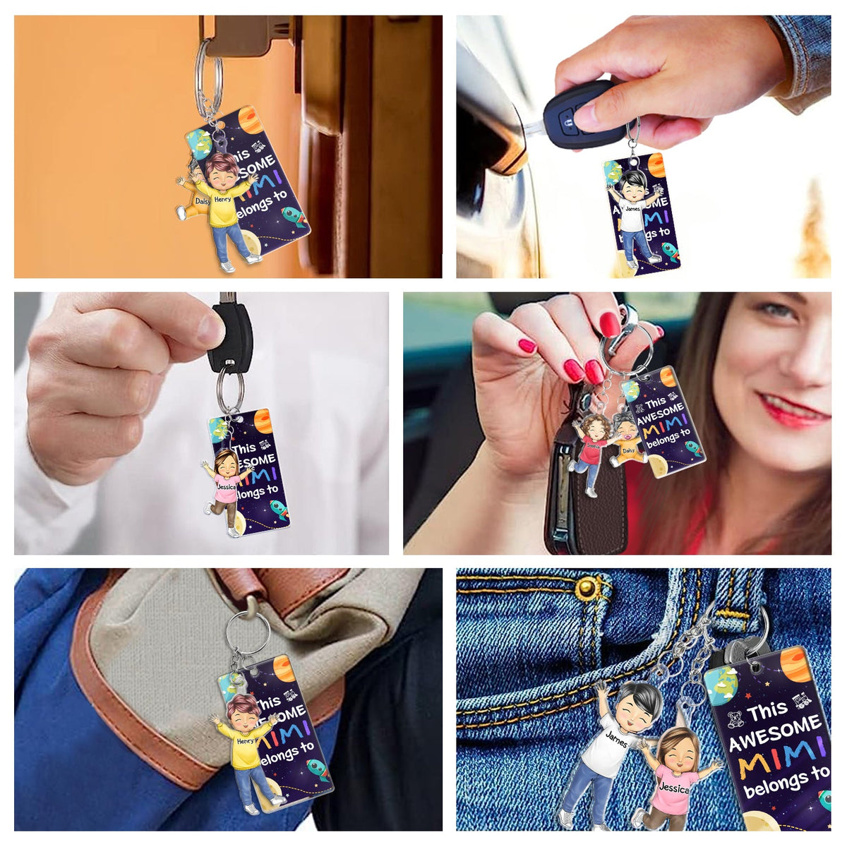 This Awesome Mommy Daddy Belongs To - Birthday, Loving Gift For Mother, Father, Grandma, Grandpa - Personalized Acrylic Tag Keychain