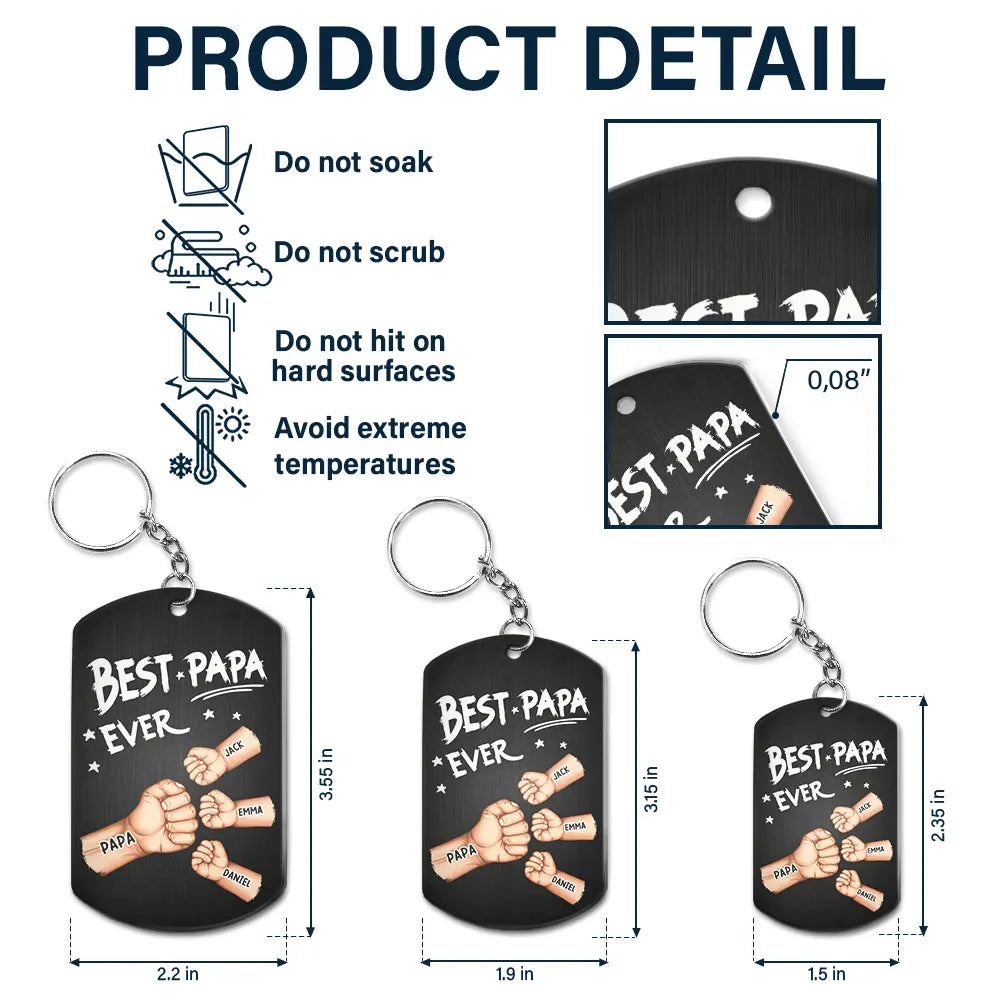 Best Dad Grandpa Ever Fist Bump - Personalized Aluminum Keychain