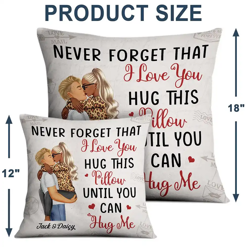 Gift For Couples, Gift For Husband, Gift For Wife, Gift For Boyfriend, Gift For Girlfriend  - Hug This Pillow Until You Can Hug Me Couples Vintage - Personalized Pillow