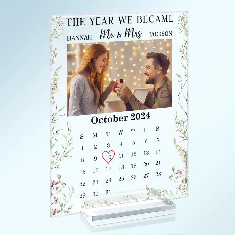 Gift For Couples - Custom Photo The Year We Became Mr & Mrs Couple - Personalized Vertical Rectangle Acrylic Plaque
