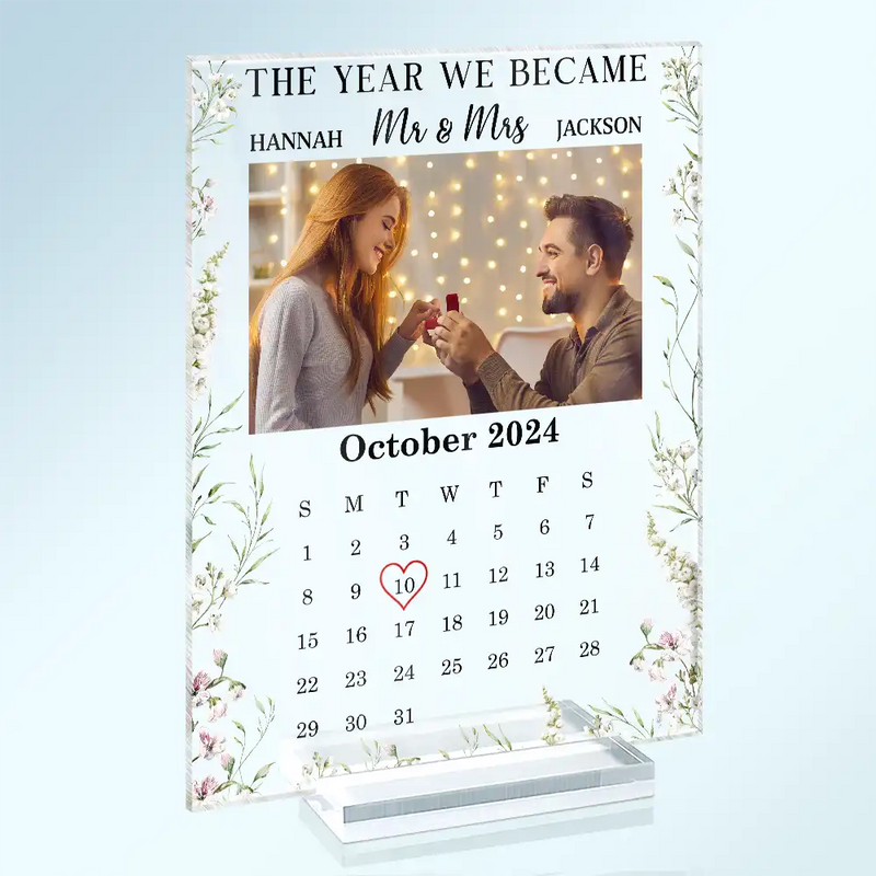 Gift For Couples - Custom Photo The Year We Became Mr & Mrs Couple - Personalized Vertical Rectangle Acrylic Plaque