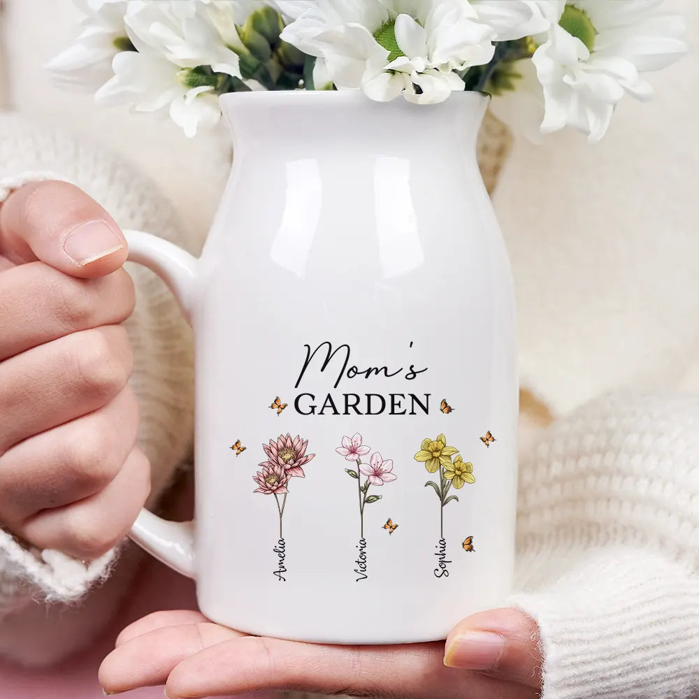 Gift For Grandma, Gift For Mother - Grandma's Garden Birth Flowers - Personalized Ceramic Flower Vase