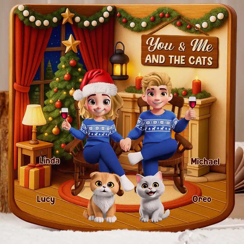 Gift For Couples,Dog Couple,Cat Couple,Pet Couple,Pet Lovers,Dog Lovers,Cat Lovers,Christmas,Happy - You And Me And The Dogs Cats - Personalized Custom Shaped Light Box