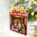 Happy,Dog Couple,Gift For Couples,Pet Lovers,Dog Lovers,Christmas - You Me And The Dog Christmas Box - Personalized Custom Shaped Acrylic Ornament