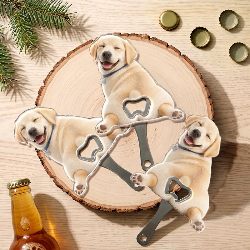 Art Design,Humorous,Pet Lovers,Photo - Squishy Pet Butt - Custom Photo Funny Dog Cat Pet - Personalized Custom Shaped Bottle Opener