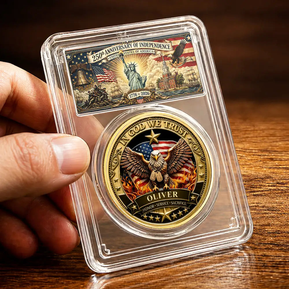 America 250th, Independence Day, Family, Proud, Custom Text - 250 Years Freedom We The People - Personalized Commemorative Keepsake Coin
