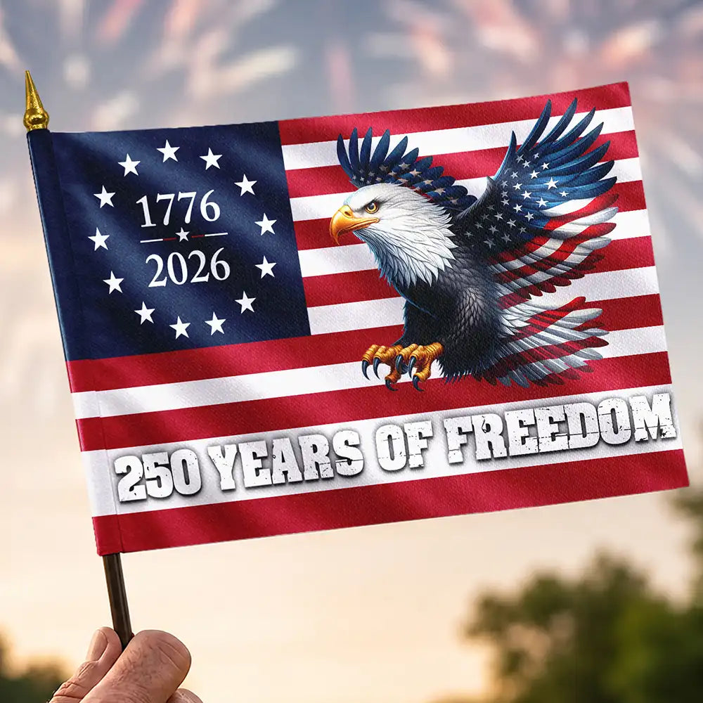 250 Years Of Freedom Patriotic Eagle - Personalized Handheld Flag