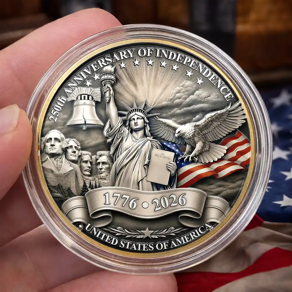 No Custom,America 250th,Independence Day,Gift For Yourself,Happy,Proud - 250 Years Of Freedom Vintage American Eagle - Commemorative Keepsake Coin