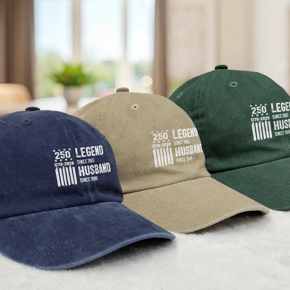 America 250th,Independence Day,Gift For Grandpa,Top Market,Proud,Icon - 250th Anniversary Legend Husband Daddy Grandpa - Personalized Vintage Washed Denim Cap