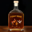 Funny, Gift For Yourself, Gift For Women, Gift For Men, Farm, Gifts For Colleagues, Gift For Bestie - 3D Effect Funny Chickens F-CAW-F Squad - Personalized Whiskey Bottle