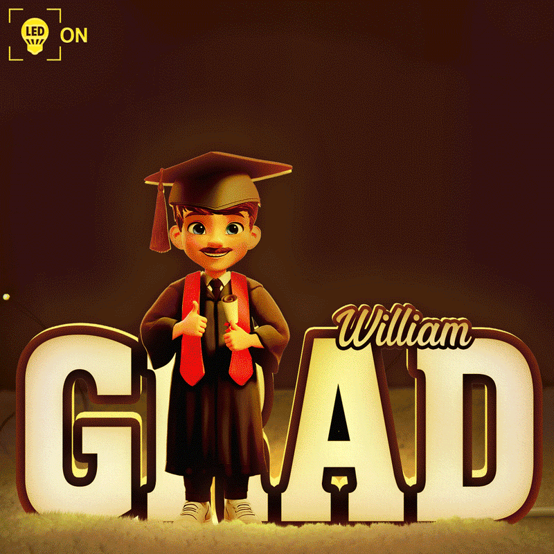 3D Effect 2025 Graduation - Personalized Custom Shaped Light Box