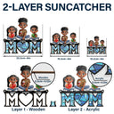 3D Cartoon Young Mom and Kids - Personalized Window Hanging Suncatcher Ornament