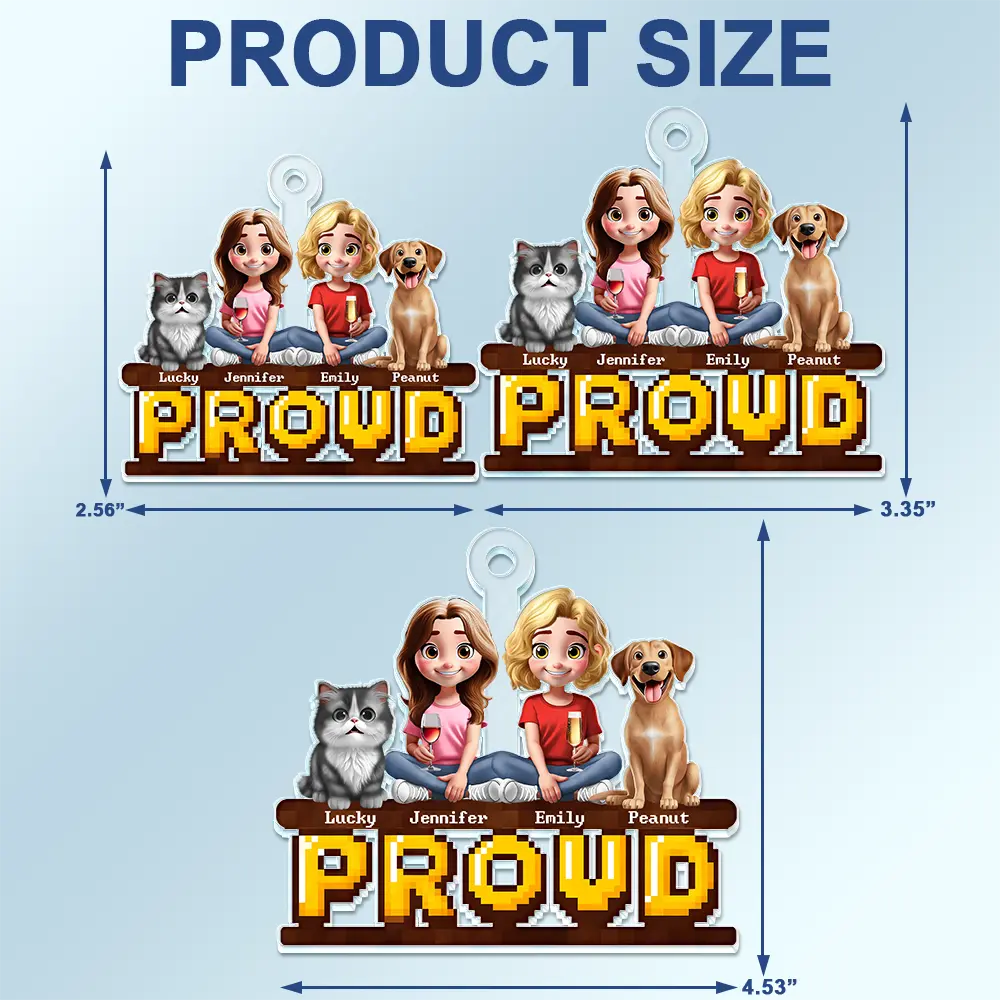 Gift For Couples,Gift For Husband,Gift For Wife,Gift For Boyfriend,Gift For Girlfriend,LGBT,Pet Lovers,Pet Couple,Dog Lovers,Dog Couple,Cat Lovers,Cat Couple,Love - 3D Couple With Dogs Cats - Personalized Acrylic Car Hanger