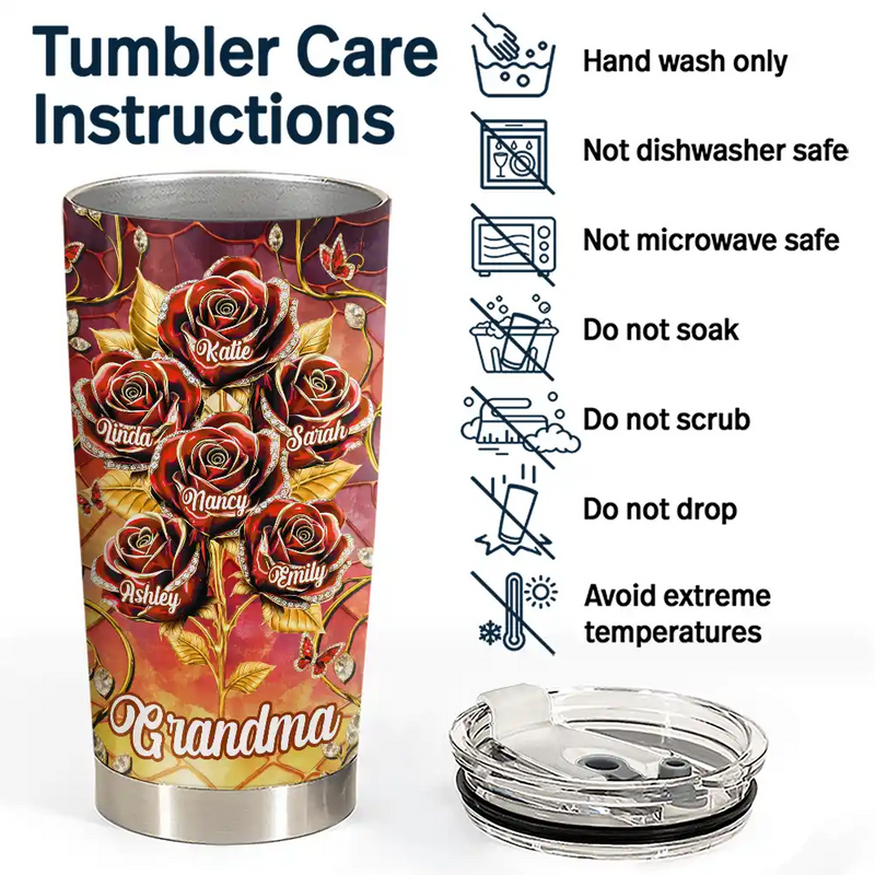 Gift For Mother,Gift For Grandma,Gift For Women,Love,Top Market - 3D Crystal Effect Roses Mom’s Everlasting Love - Personalized Tumbler