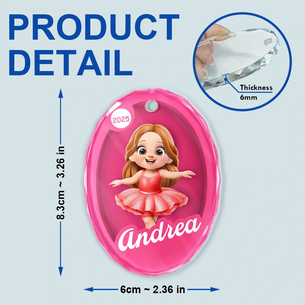 Gift For Kids, Gift For Grandkids, Happy, Christmas - 3D Effect Kid In Toy Box - Personalized Oval Glass Ornament