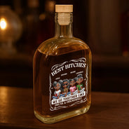 Gift For Bestie, Gift For Sisters, Funny, Gift For Women - 3D Effecct Sitting Besties We Go Together - Personalized Whiskey Bottle
