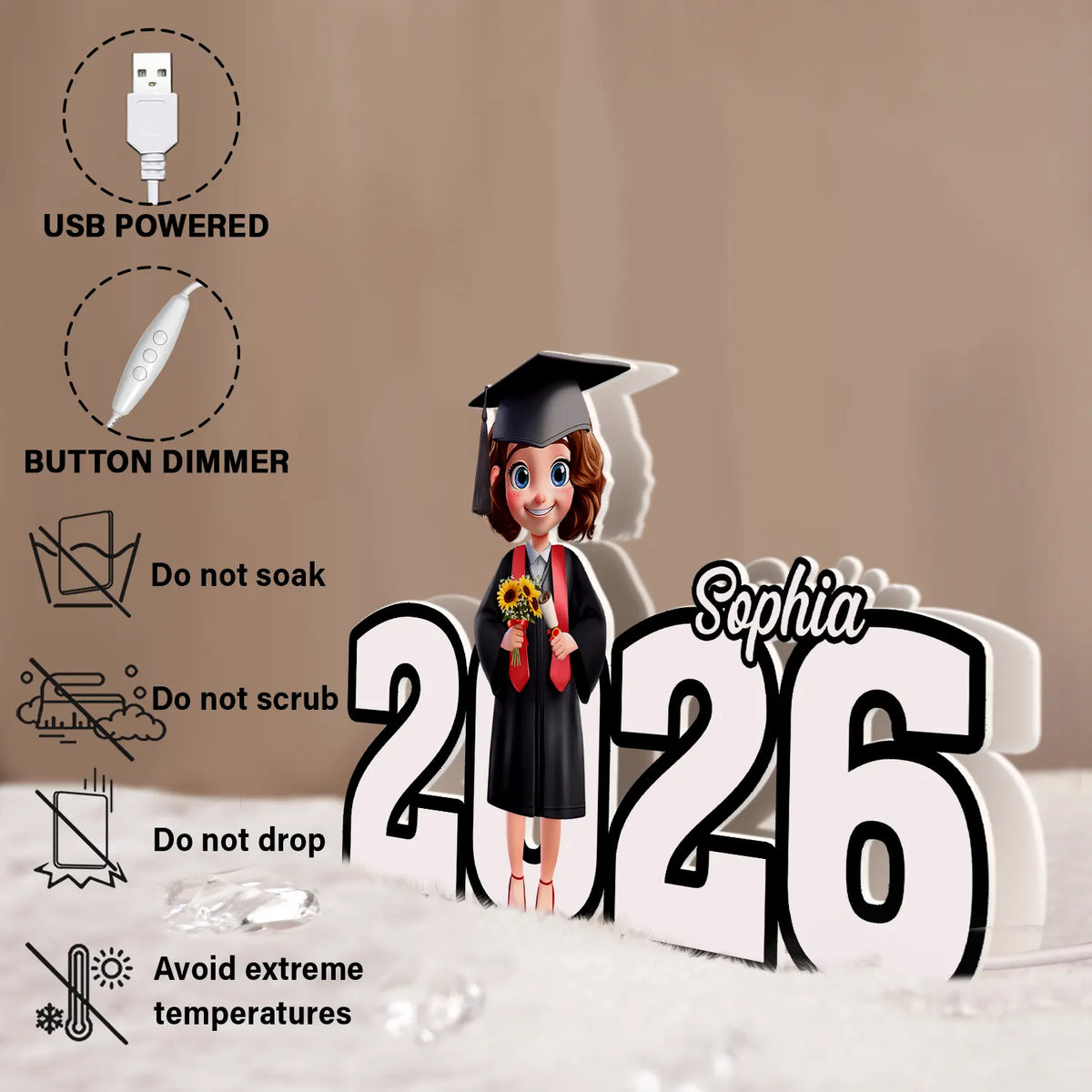 3D Effect 2025 Graduation - Personalized Custom Shaped Light Box
