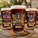 America 250th, Independence Day, Family, Proud, Icon - 3D Effect 250 Years Of Freedom - Personalized Beer Glass
