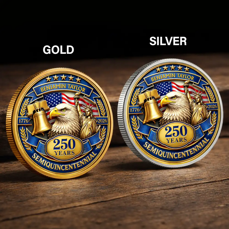 Family,Gift For Yourself,Gift For Women,Gift For Men,Happy,America 250th,Independence Day,Top Market - 3D Effect 250 Years Semiquincentennial - Personalized Commemorative Keepsake Coin
