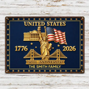 America 250th, Independence Day, Family, Proud, Custom Text - 3D Effect 250th Anniversary - Personalized Classic Metal Signs