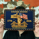 America 250th, Independence Day, Family, Proud, Custom Text - 3D Effect 250th Anniversary - Personalized Classic Metal Signs