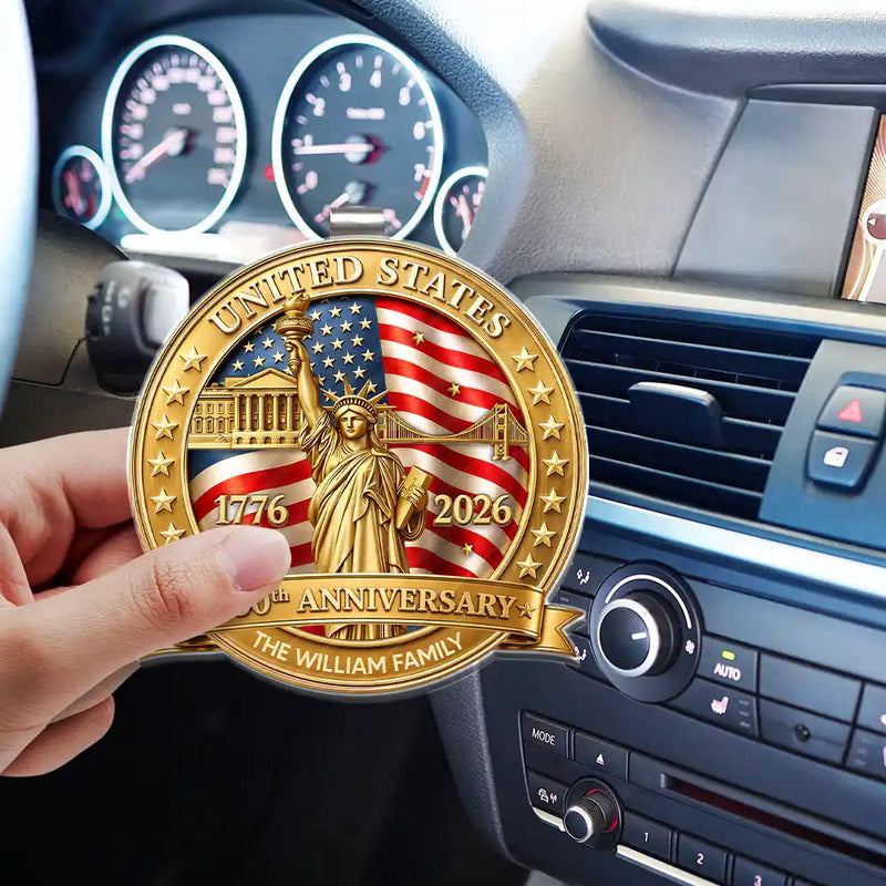 America 250th,Independence Day,Family,Proud,Custom Text - 3D Effect 250th Anniversary - Personalized Custom Shaped Acrylic Car Visor Clip